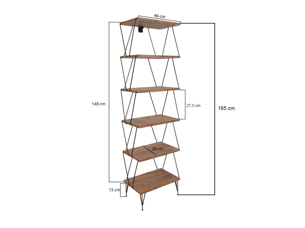 Libreria in legno "Balaban" - 46 x 30 x 165 cm - Marrone