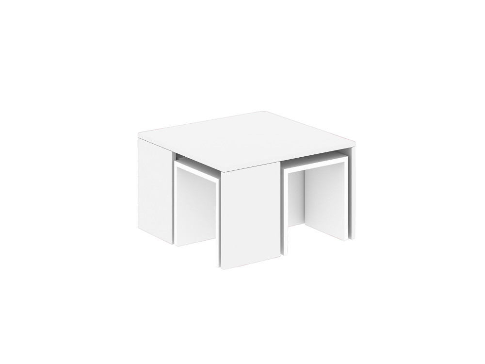 Set di tavolini da caffè in legno "Ortanca" - 60 x 60 x 37 cm - Bianco