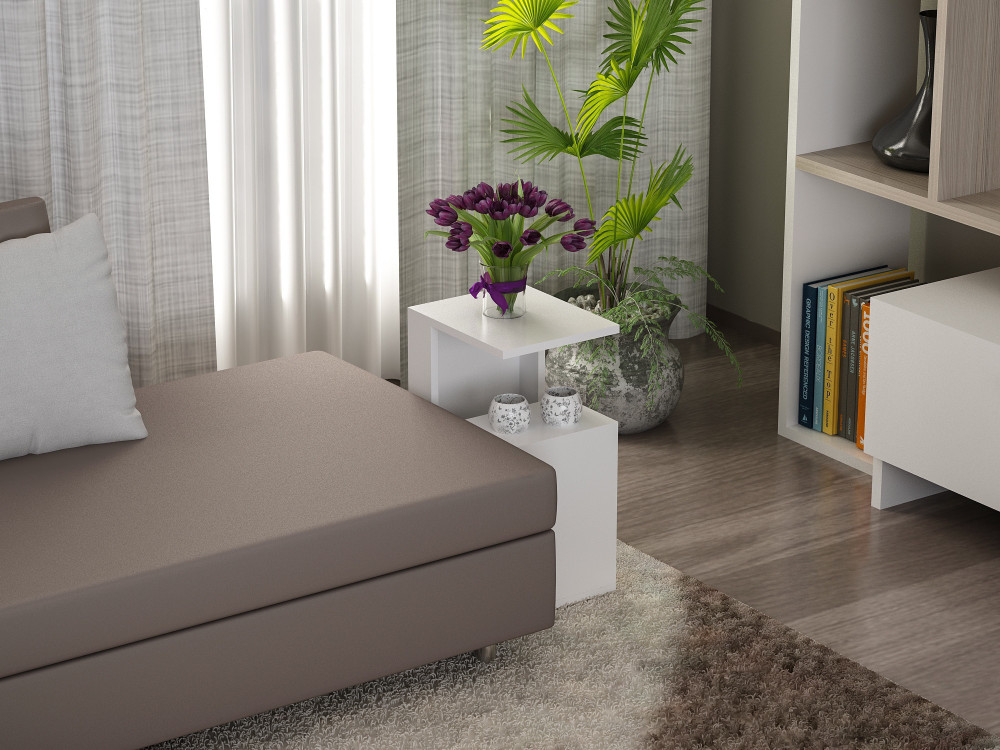 Tavolino in legno "Sister" - 35 x 29 x 60 cm - Bianco