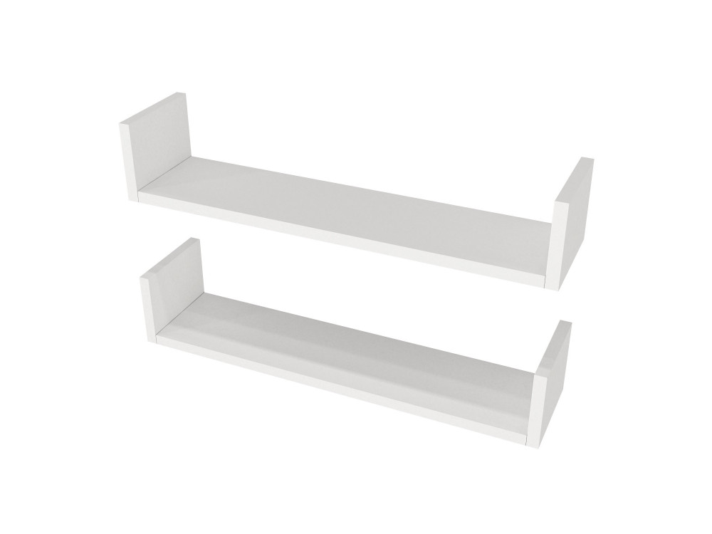 Mensola da parete in legno "Iris" - 63 x 14 x 14 cm - Bianco