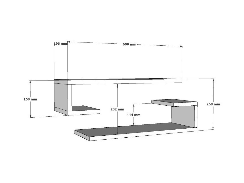 Mensola da parete in legno "Eldo" - 60 x 19 x 15 cm - Bianco
