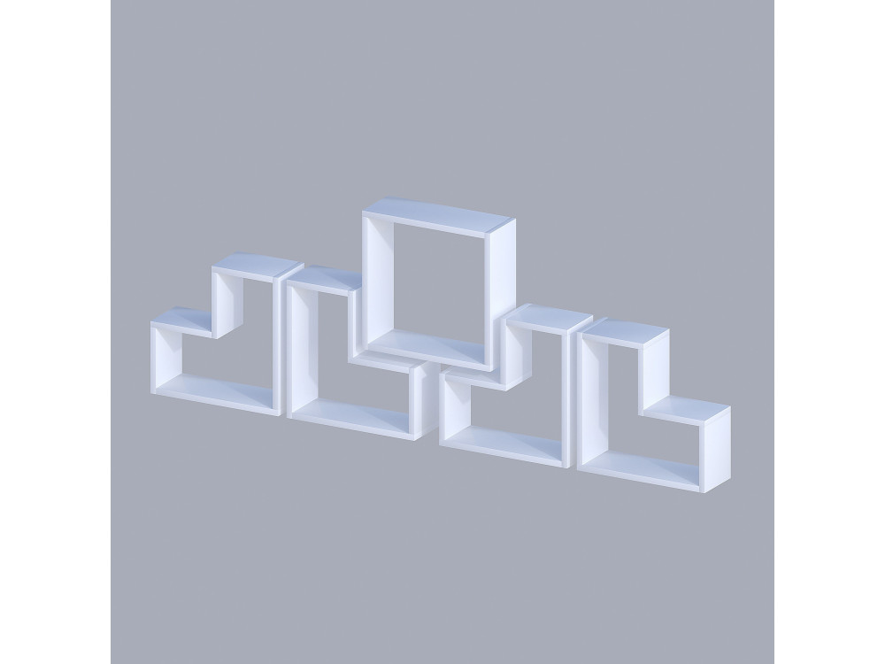 Scaffale da parete in legno "Elitra" - 180 x 15 x 59 cm - Bianco