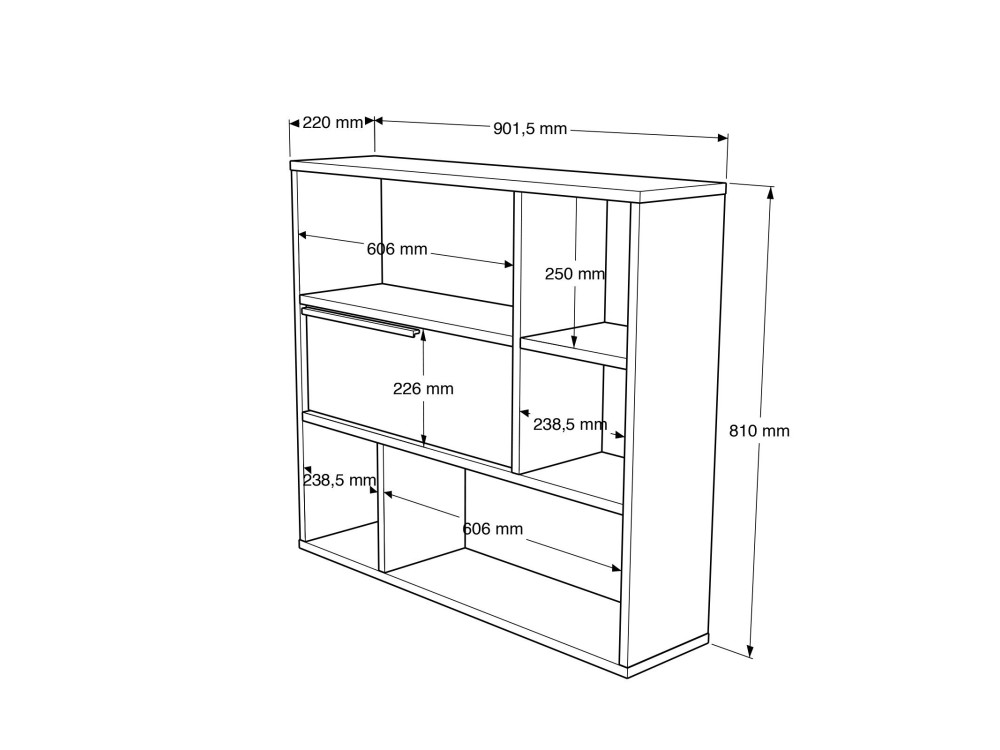 Mensola a muro in legno "Calvin" - 90 x 22 x 81 cm - Bianco