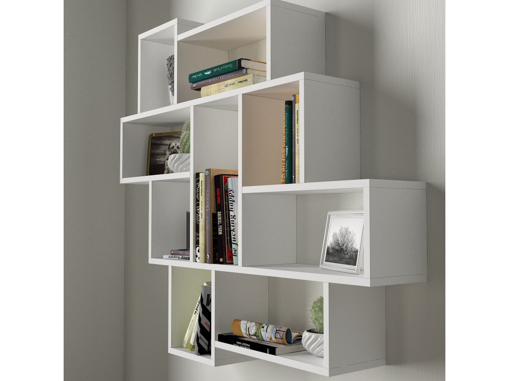 Mensola da parete in legno "Parola" - 115 x 15 x 103 cm - Bianco
