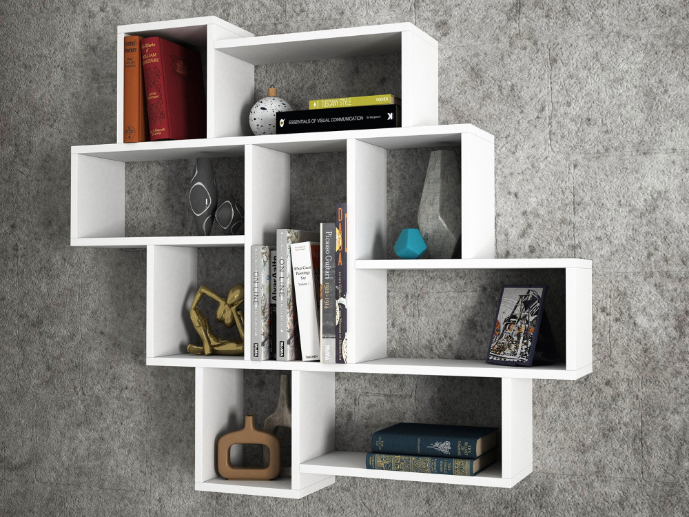 Mensola da parete in legno "Parola" - 115 x 15 x 103 cm - Bianco