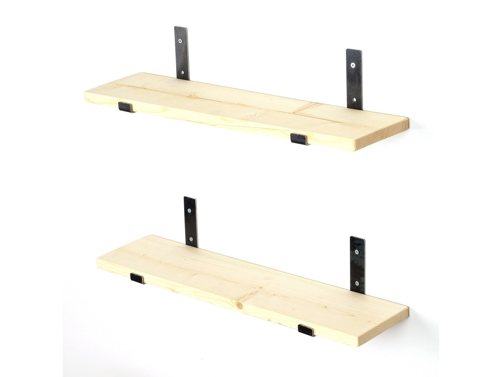 Set di 2 mensole da parete in legno "LAM008" - 60 x 14 x 16 cm - Beige