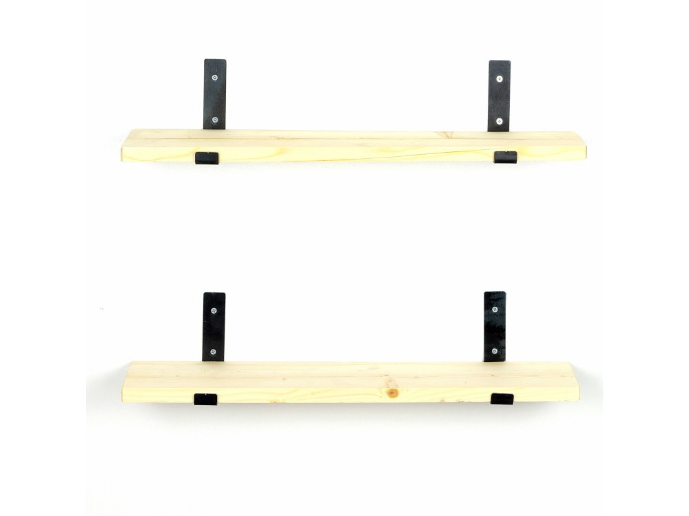 Set di 2 mensole da parete in legno "LAM008" - 60 x 14 x 16 cm - Beige