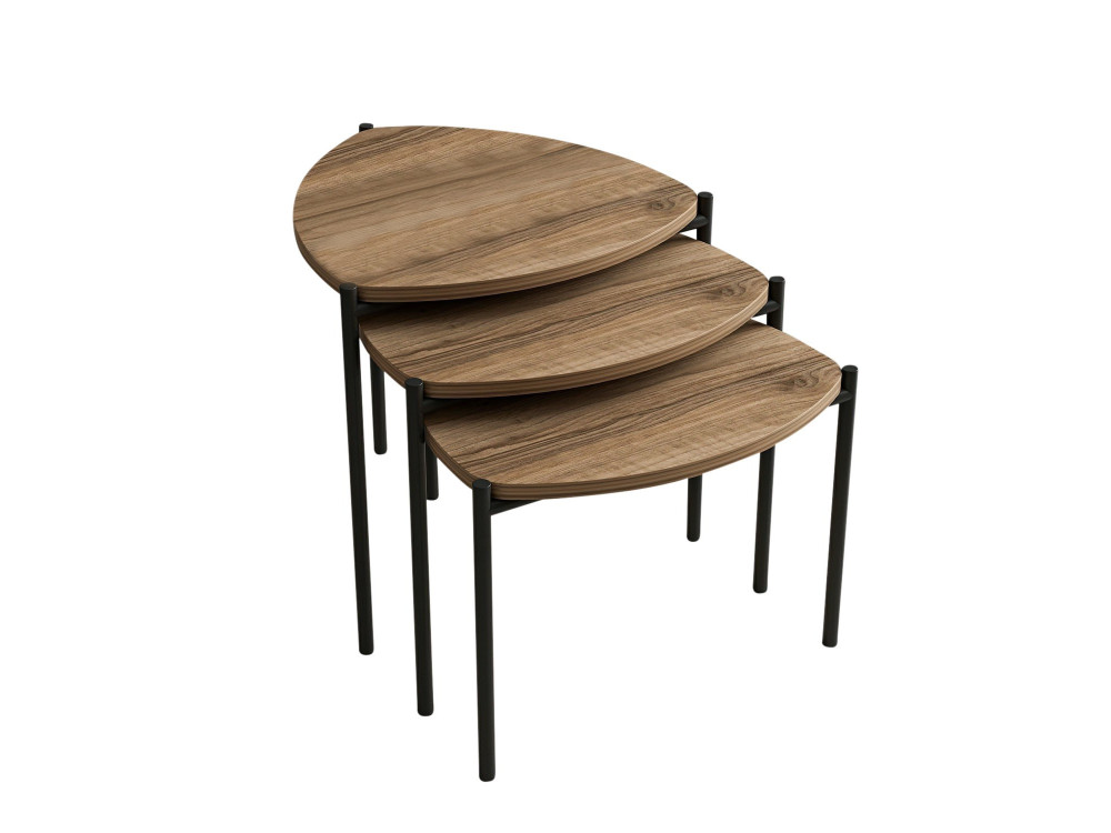 Set di 3 tavolini in legno "Lenny" - 45 x 45 x 45 cm - Marrone