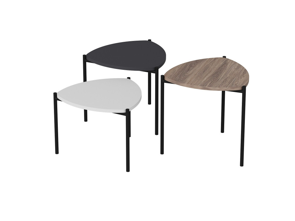 Set di 3 tavolini "Lenny" in legno - 45 x 45 x 45 cm - Multicolore