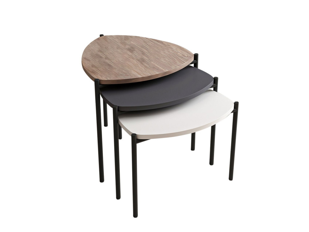 Set di 3 tavolini "Lenny" in legno - 45 x 45 x 45 cm - Multicolore