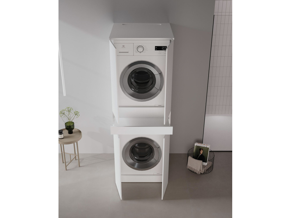 Mobile per lavatrice "Neve 70" - 70 x 73 x 193 cm - Bianco opaco