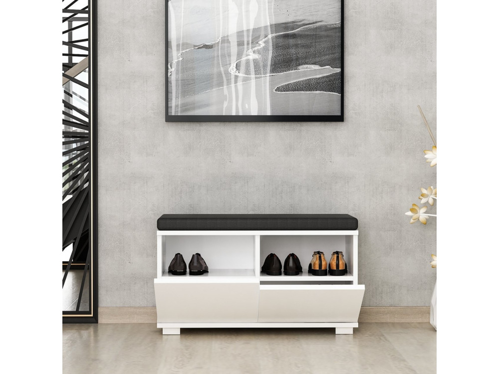 Scarpiera in legno "Drago" - 80 x 35 x 42 cm - Bianco