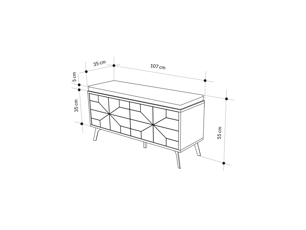Scarpiera in legno "Dune" - 107 x 35 x 55 cm - Marrone