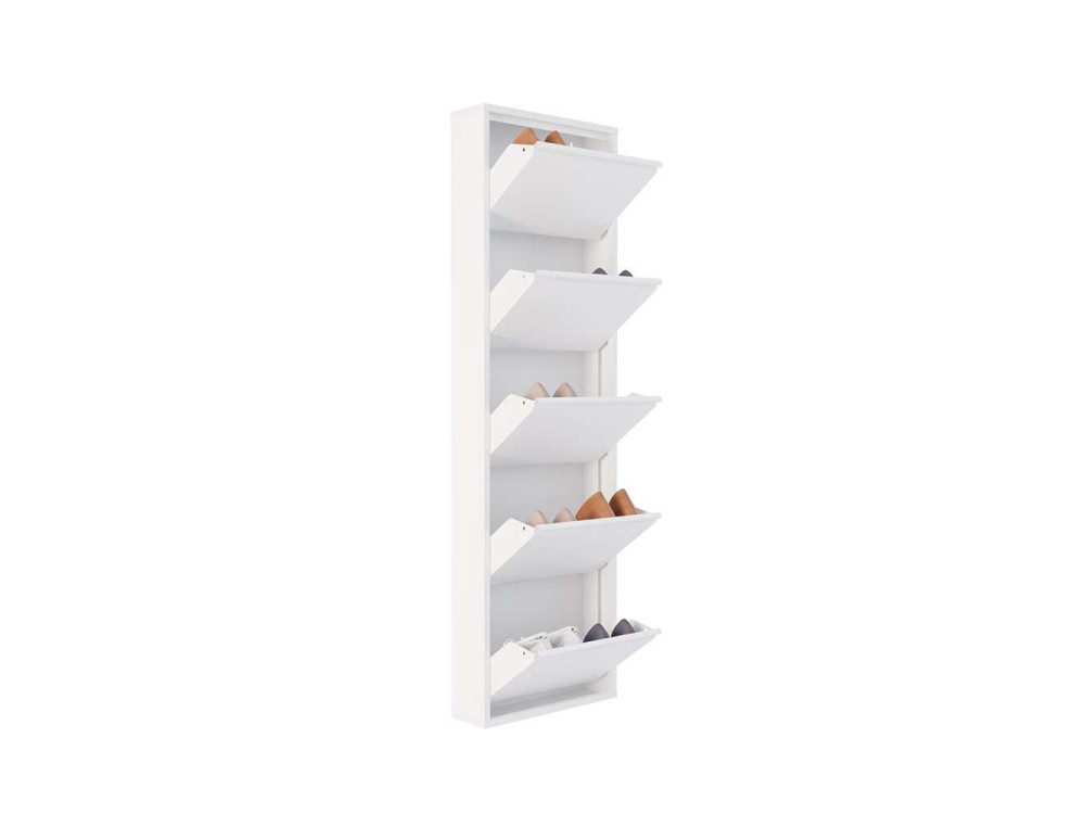 Scarpiera in metallo "Ayse" - 50 x 15 x 169 cm - Bianco