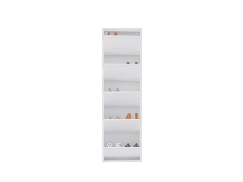Scarpiera in metallo "Ayse" - 50 x 15 x 169 cm - Bianco