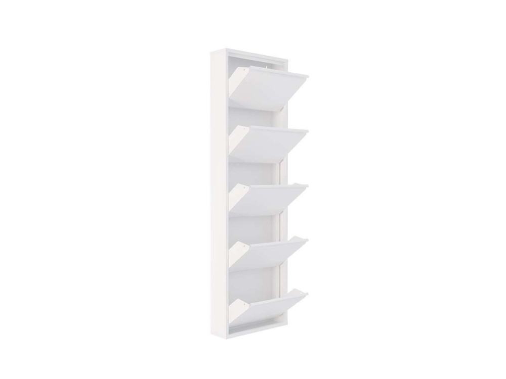 Scarpiera in metallo "Ayse" - 50 x 15 x 169 cm - Bianco