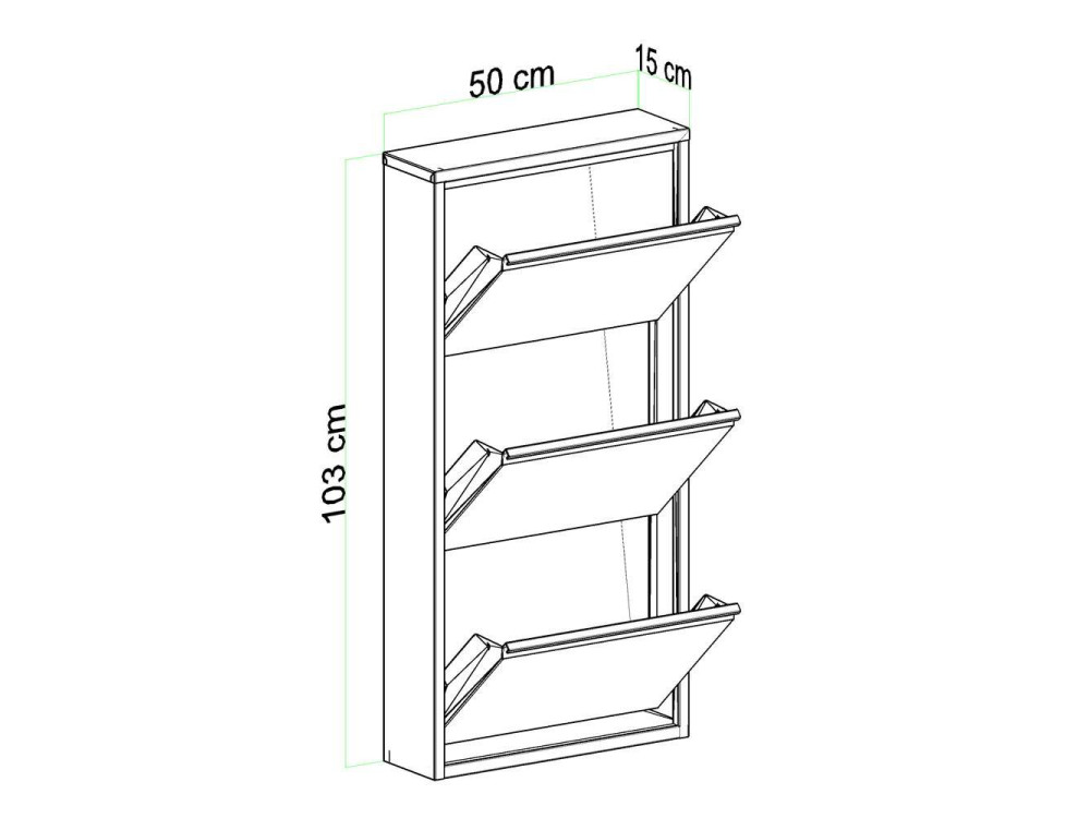 Scarpiera in metallo "Luna" - 50 x 15 x 103 cm - Bianco