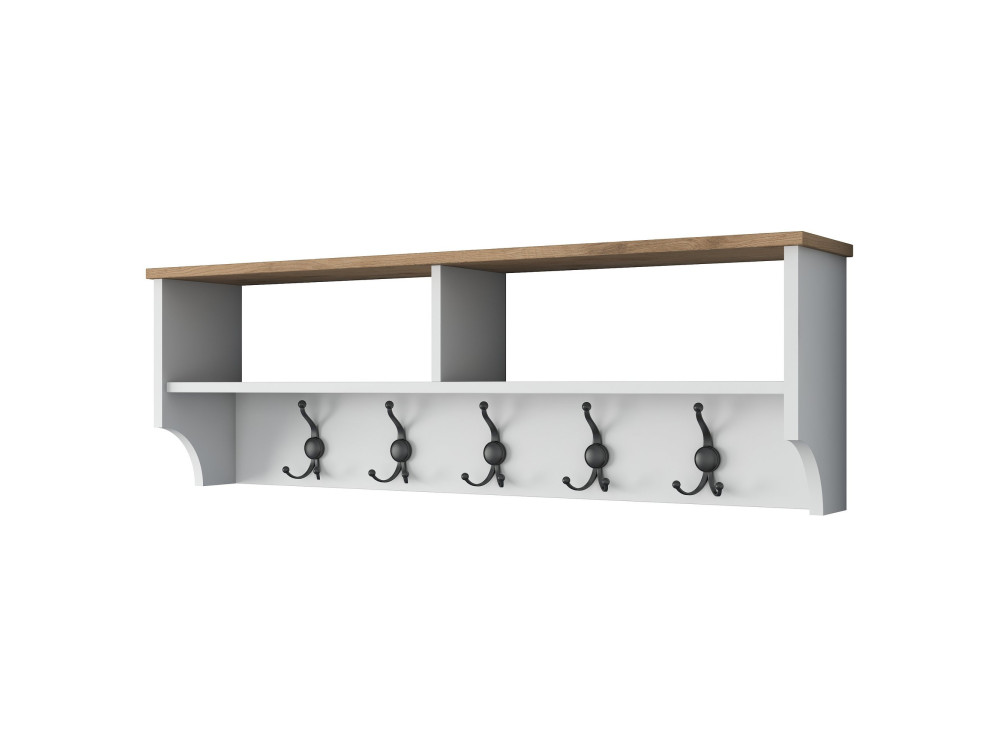 Appendiabiti in legno "Pino" - 120 x 22 x 37 cm - Bianco