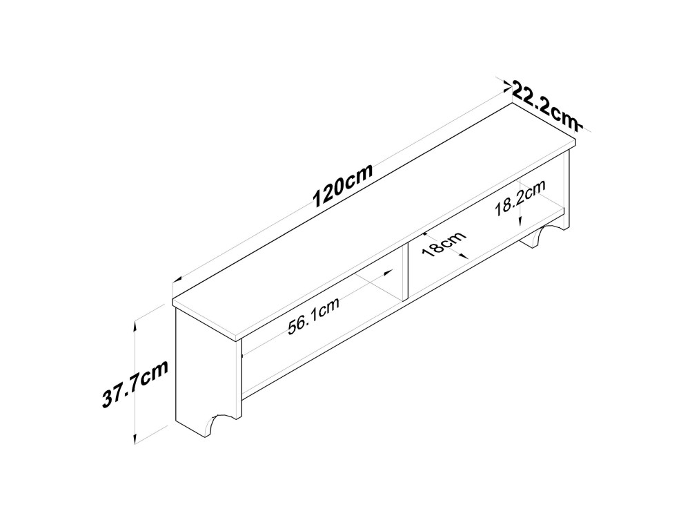 Appendiabiti in legno "Pino" - 120 x 22 x 37 cm - Bianco