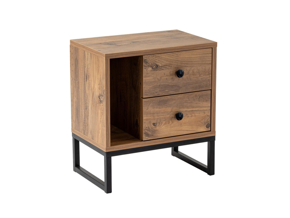 Comodino in legno "Glimmer" - 45 x 29 x 50 cm - Pino Atlantico-Nero