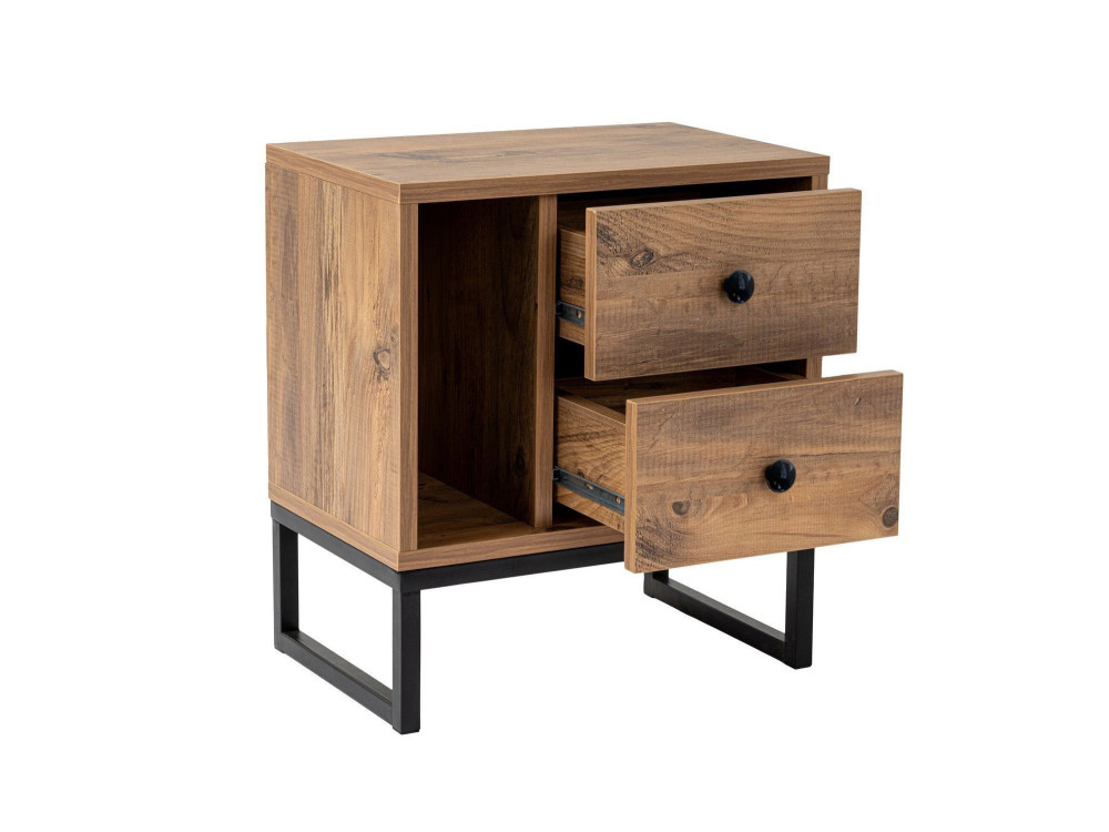 Comodino in legno "Glimmer" - 45 x 29 x 50 cm - Pino Atlantico-Nero