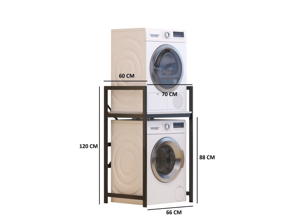 Mobile lavatrice in metallo "Junior" - 70 x 60 x 116 cm - Bianco