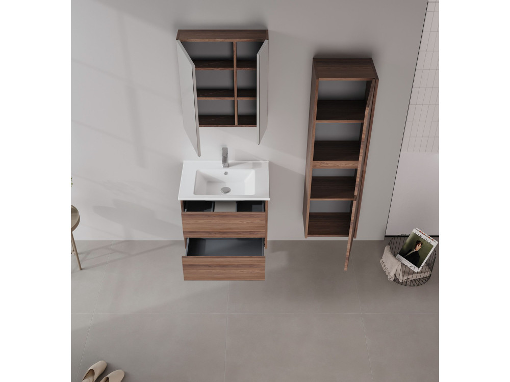 Mobile da bagno "Side 40" - 40 x 27 x 138 cm - Noce scuro