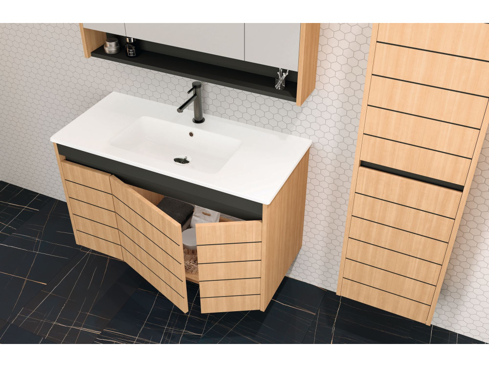 Mobile da bagno "Ricato 40" - 42 x 27 x 138 cm - Noce