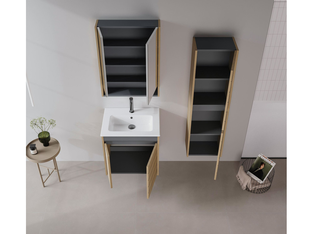 Mobile da bagno "Ricato 40" - 42 x 27 x 138 cm - Noce