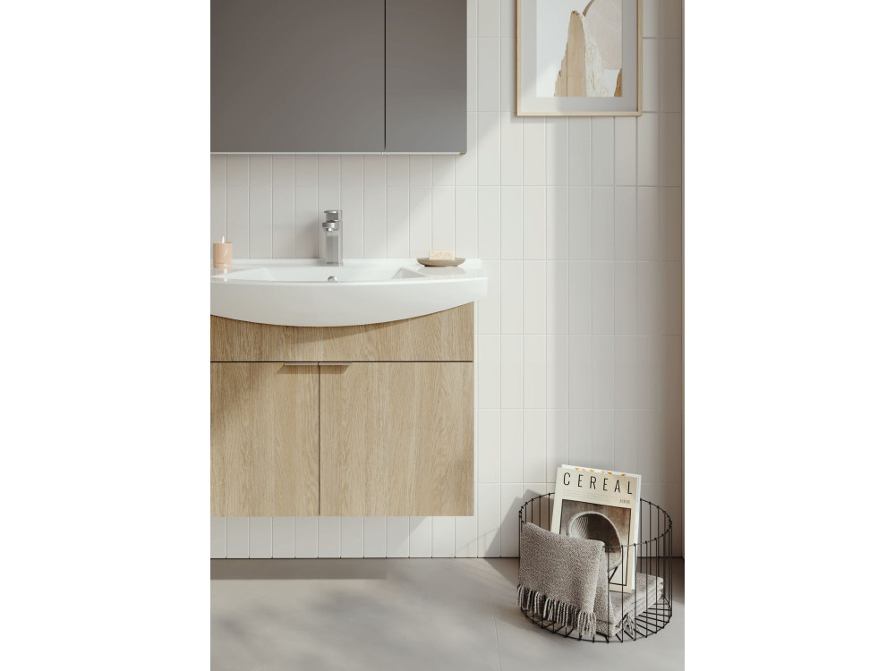 Set mobile lavabo con specchio (2 pezzi) "Purus 80" - 80 x 50 x 58 cm - Rovere