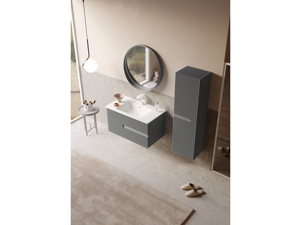 Mobile lavabo "Moonlight 90 v2" - 91 x 51 x 51 cm - Grigio opaco