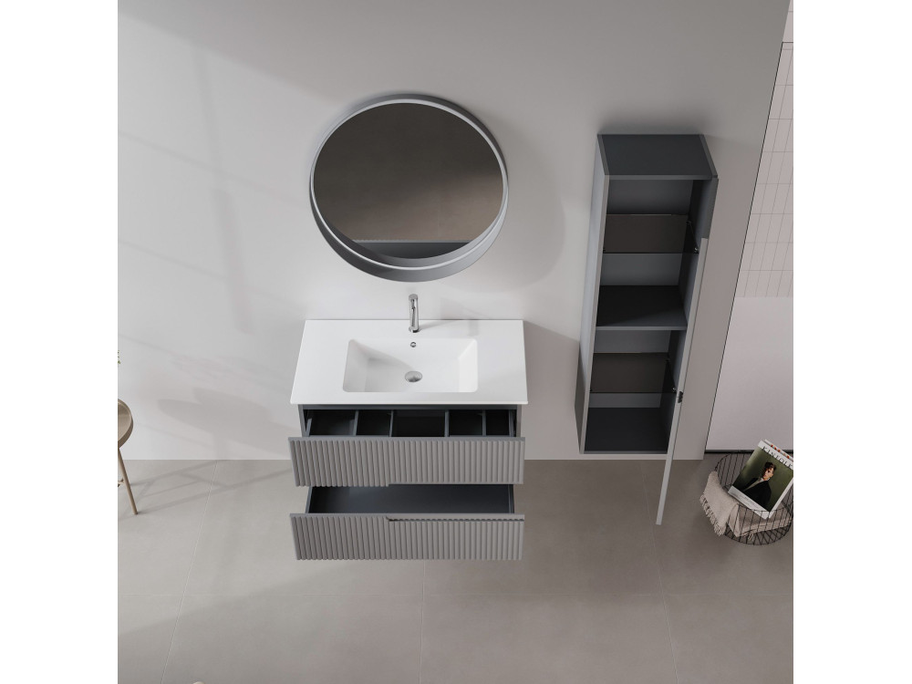 Mobile lavabo "Moonlight 90 v2" - 91 x 51 x 51 cm - Grigio opaco
