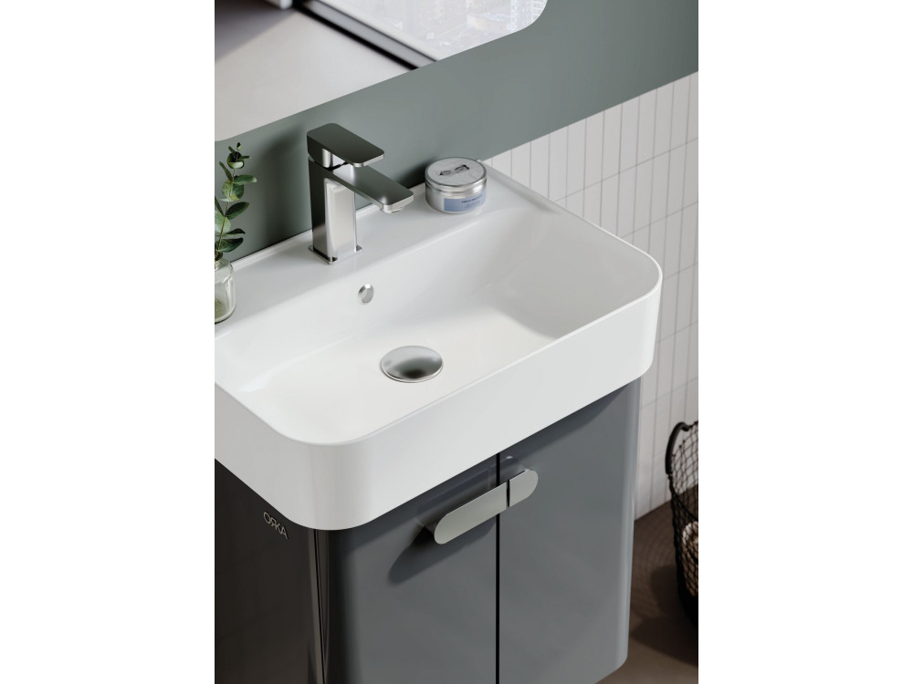 Set mobile lavabo con specchio (2 pezzi) "Orbit 55" - 55 x 38 x 62 cm - Antracite