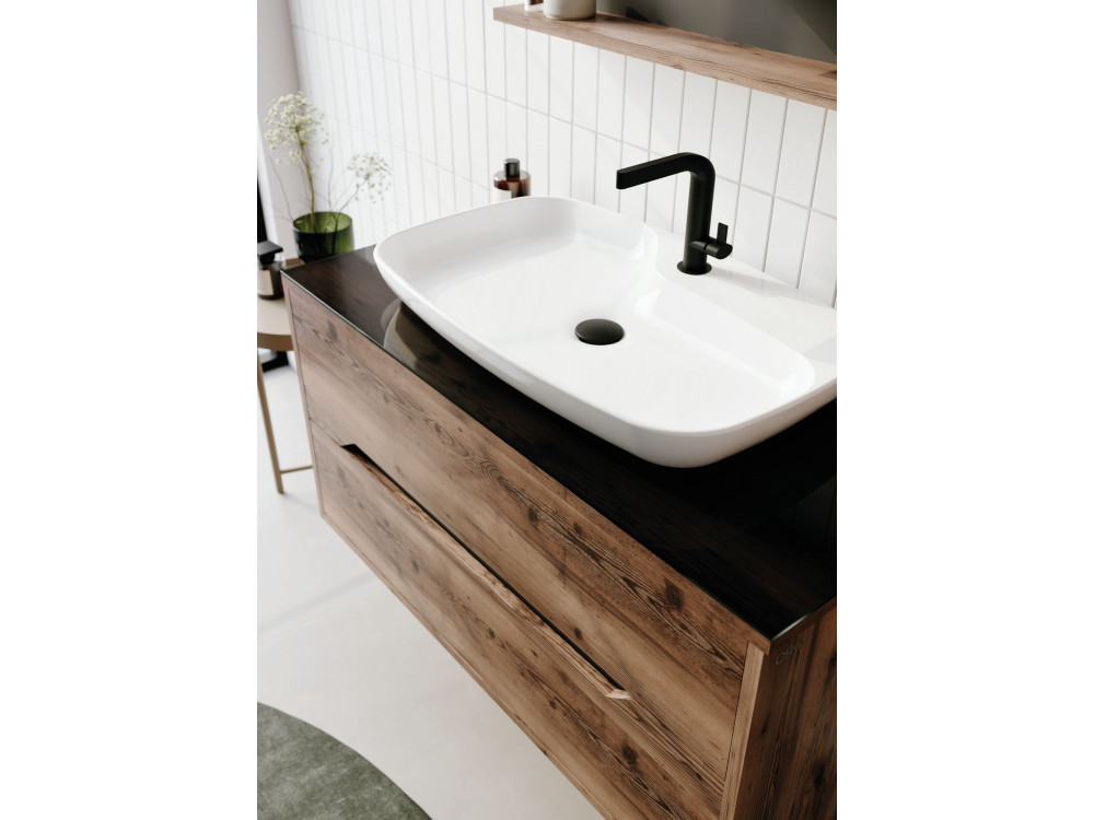 Set mobile lavabo con specchio (2 pezzi) "Galia 100 v2" - 100 x 50 x 50 cm - Noce