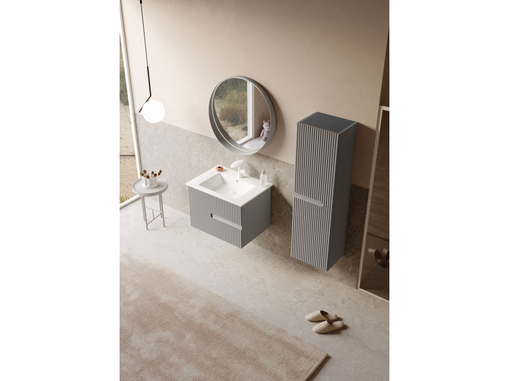 Set mobile lavabo con specchio (2 pezzi) "Moonlight 70 v2" - 71 x 51 x 51 cm - Matte Mink