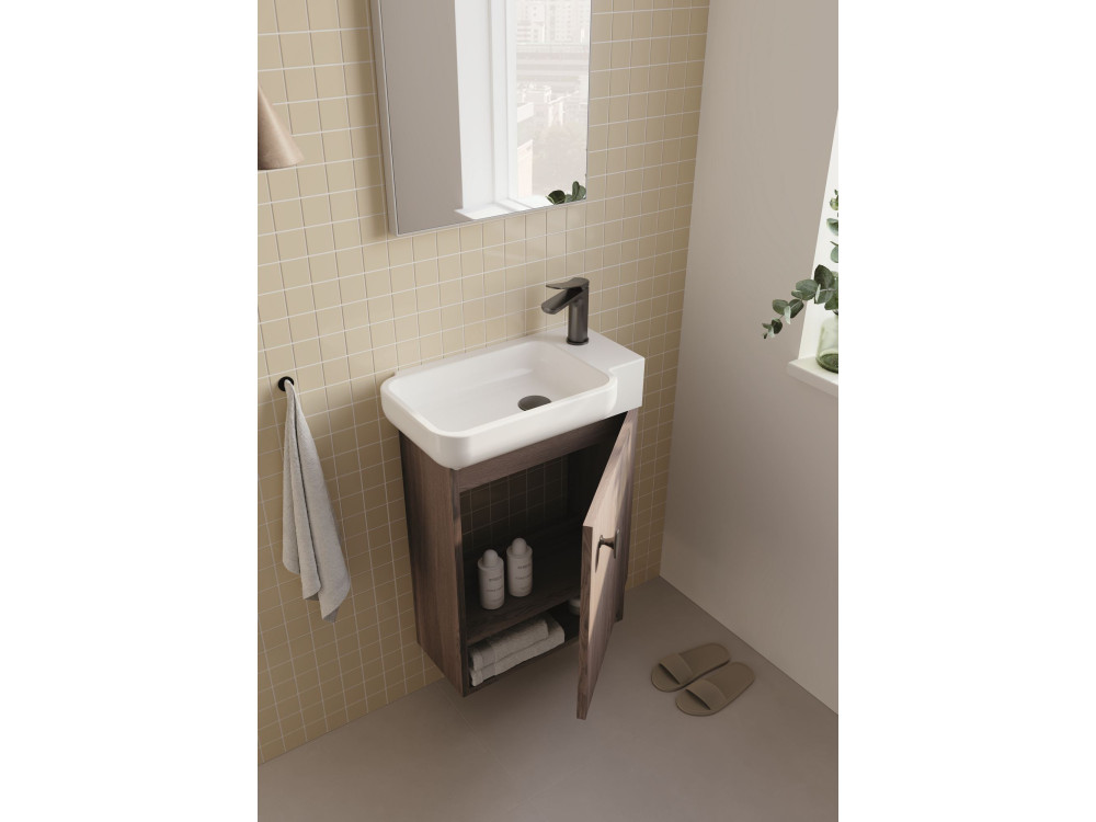 Set mobile lavabo con specchio (2 pezzi) "Begonya 55" - 53 x 33 x 75 cm - Noce