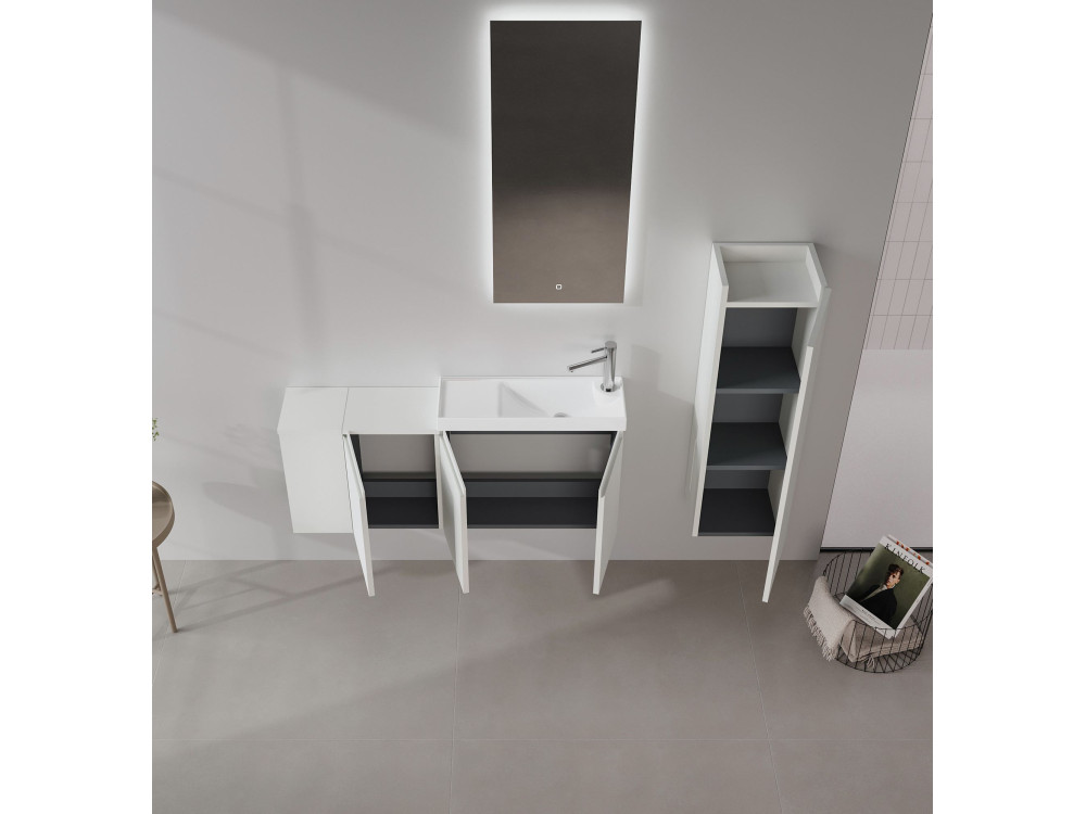 Set mobile lavabo con specchio (2 pezzi) "Ferla 110" - 110 x 22 x 45 cm - Cashmere opaco