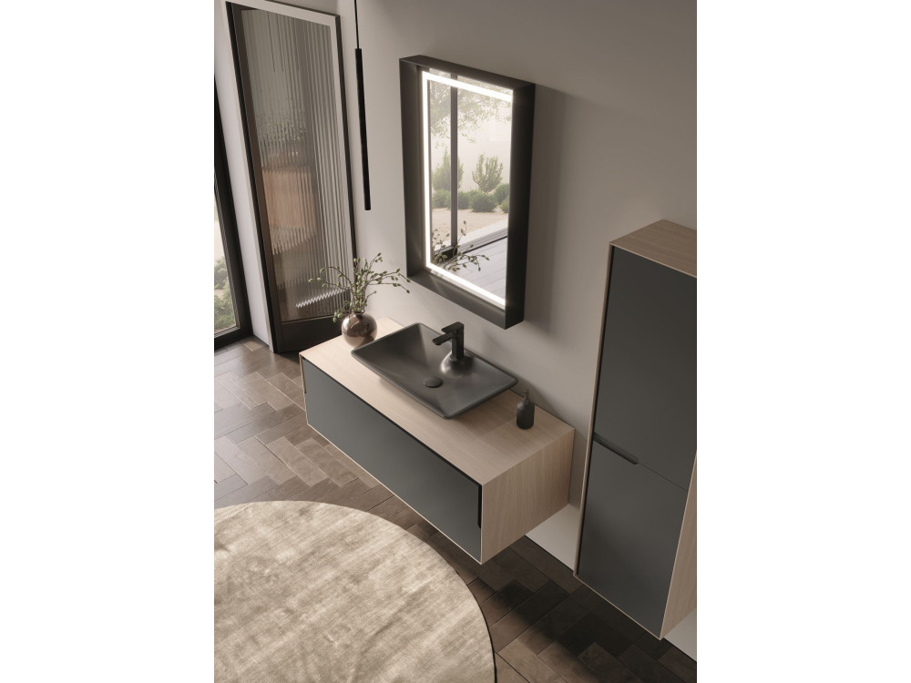 Specchio decorativo in legno "Craft 60 x 90 v2" - 60 x 10 x 90 cm - Antracite opaco