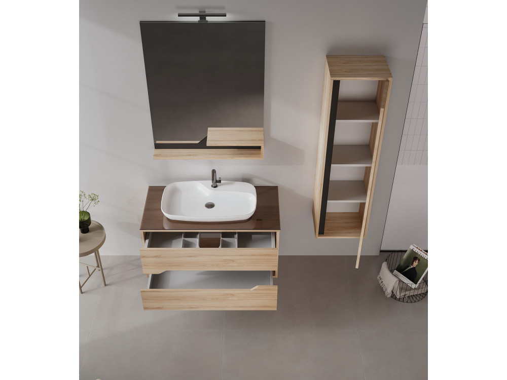 Specchio decorativo in legno "Galia 80" - 60 x 14 x 100 cm - Rovere