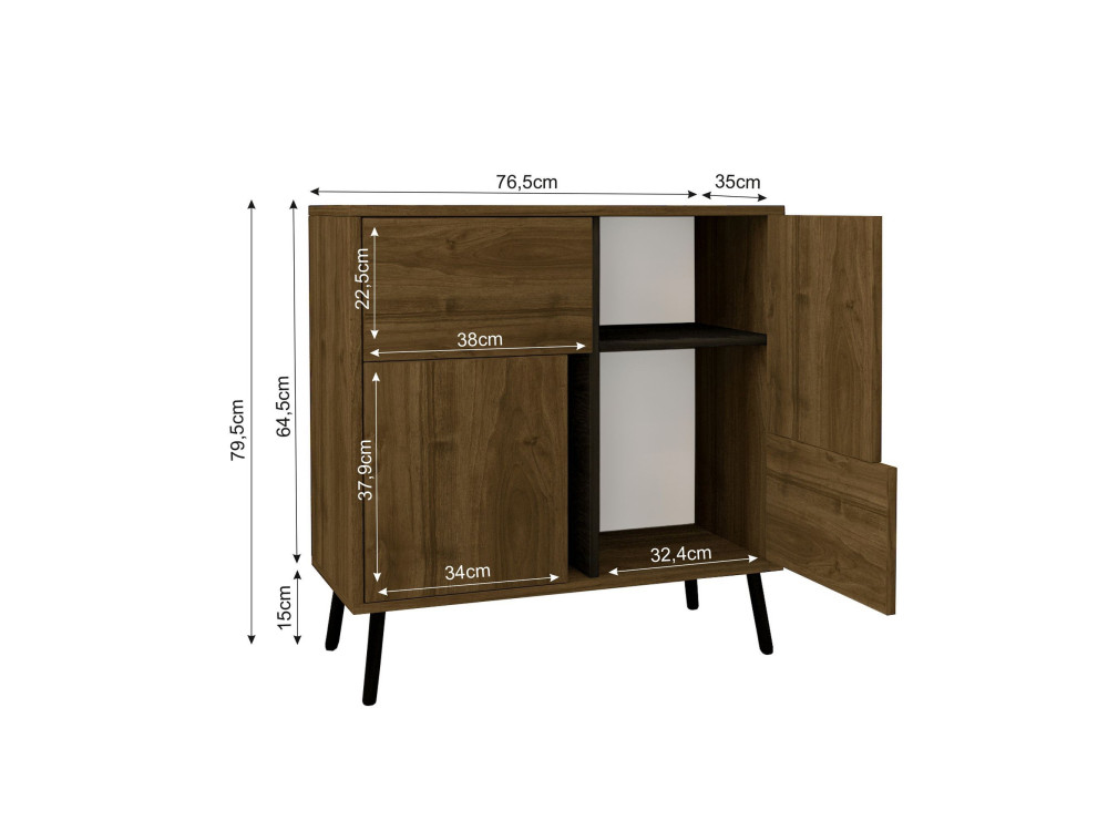 Credenza in legno "Darien" - 76 x 35 x 79 cm - Marrone