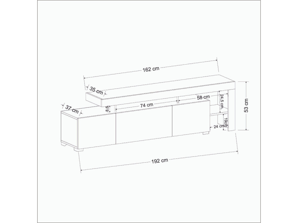 Porta TV in legno "Beliz" 192 x 37 x 53 cm - Bianco