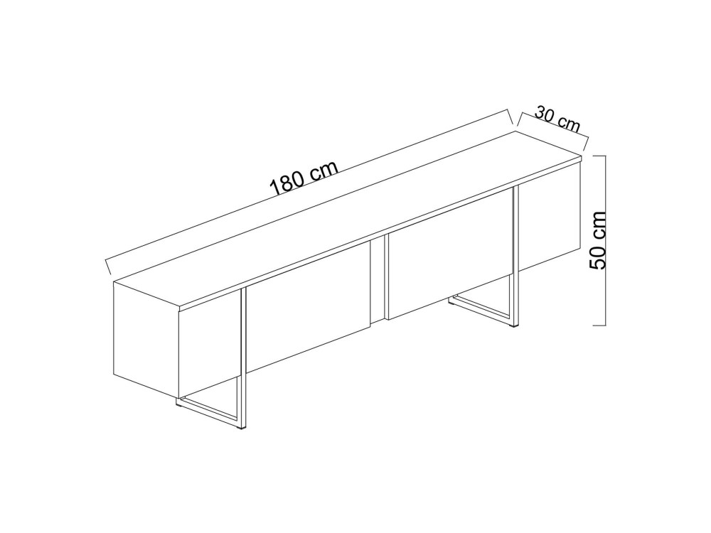 Porta TV in legno "Luxe" - 180 x 30 x 50 cm - Marrone
