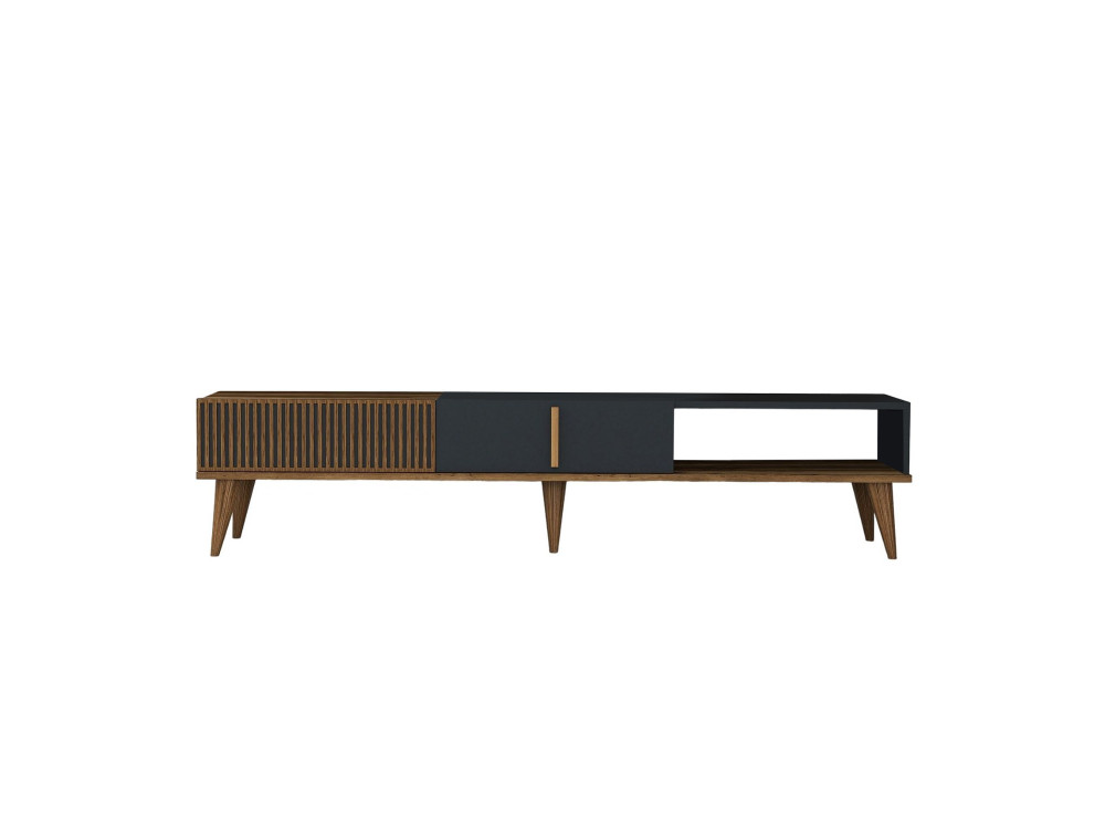 Porta TV in legno "Milan" - 180 x 35 x 40 cm - Noce, Antracite