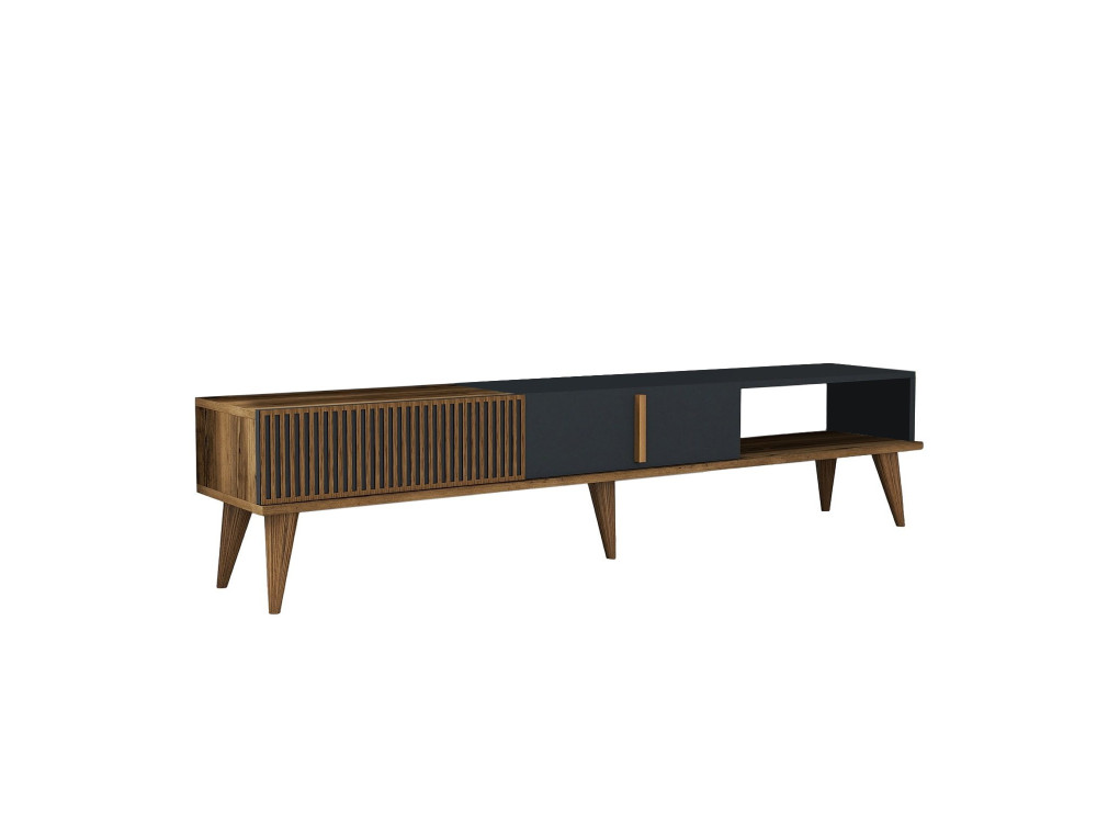 Porta TV in legno "Milan" - 180 x 35 x 40 cm - Noce, Antracite