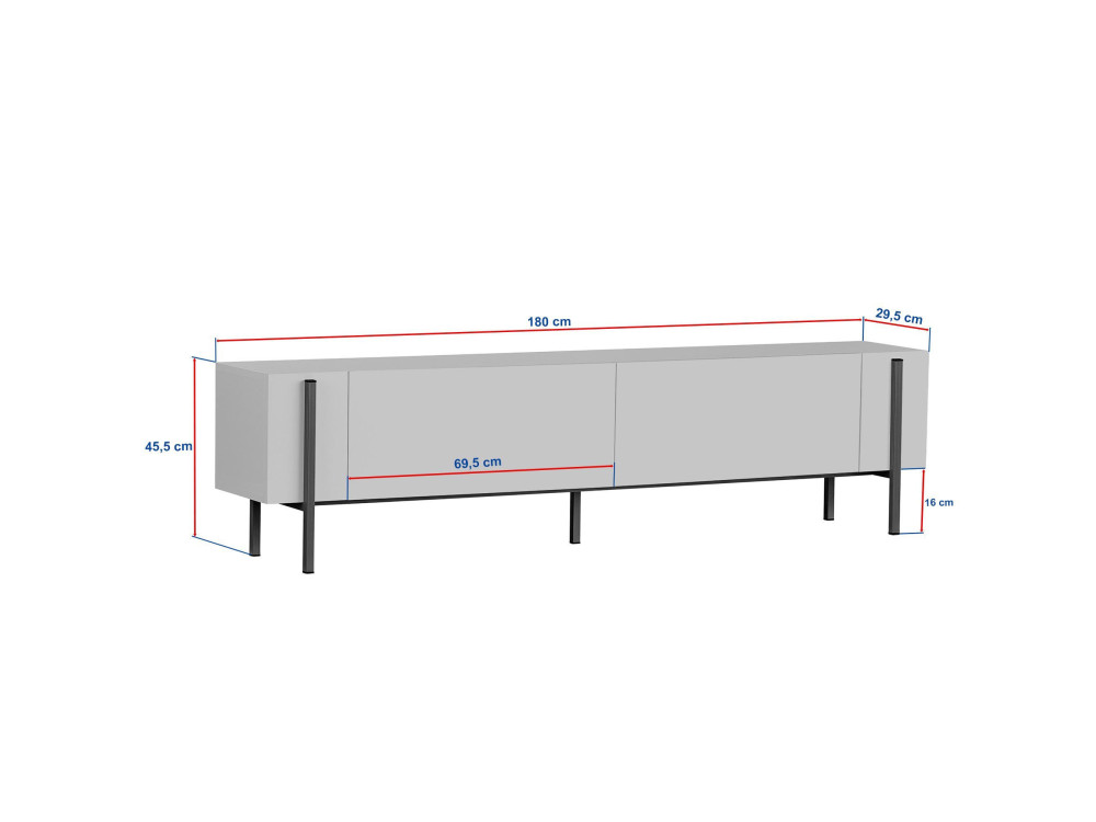Porta TV in legno "Nexus" - 180 x 30 x 45 cm - Bianco / Oro