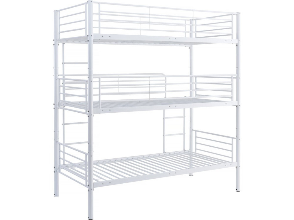 Letto a castello triplo in metallo "Havin" - 90 x 190 cm - Bianco