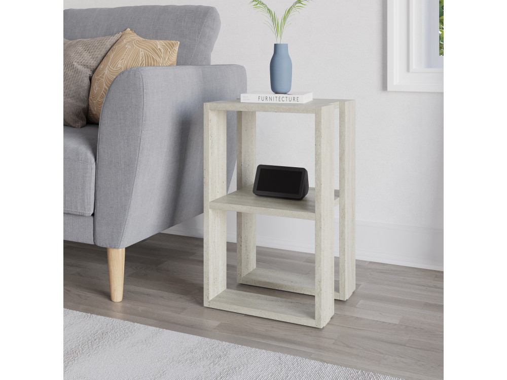Comodino in legno "Lonie" 30 x 30 x 55 cm - Travertino