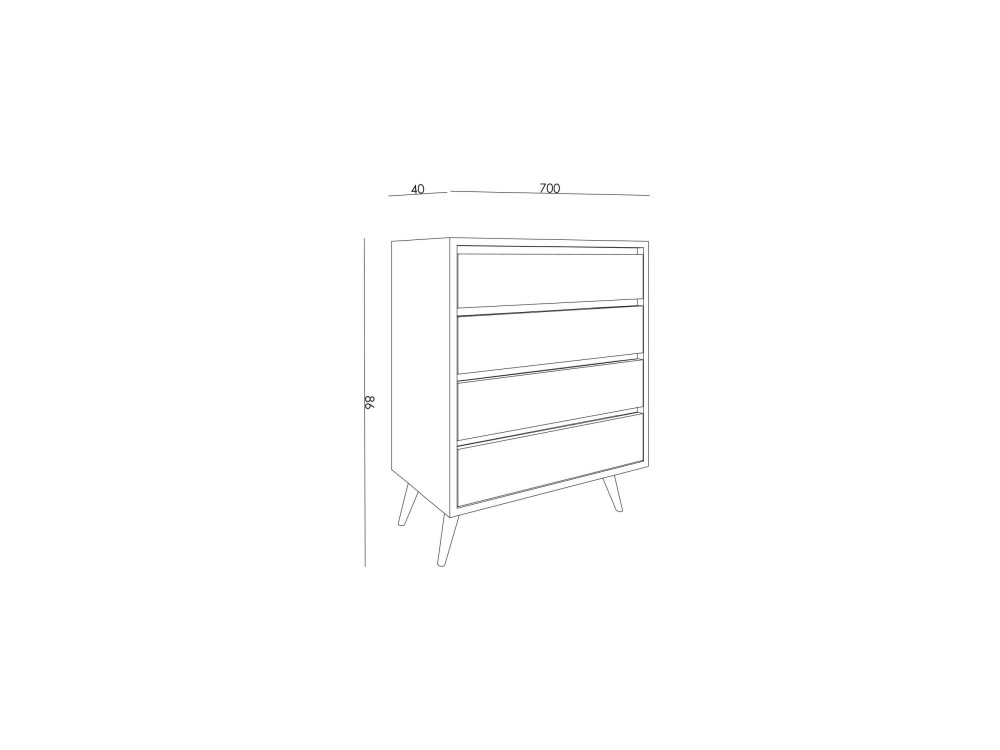 Cassettiera in legno "Suvera" - 70 x 40 x 86 cm - Beige marmorizzato