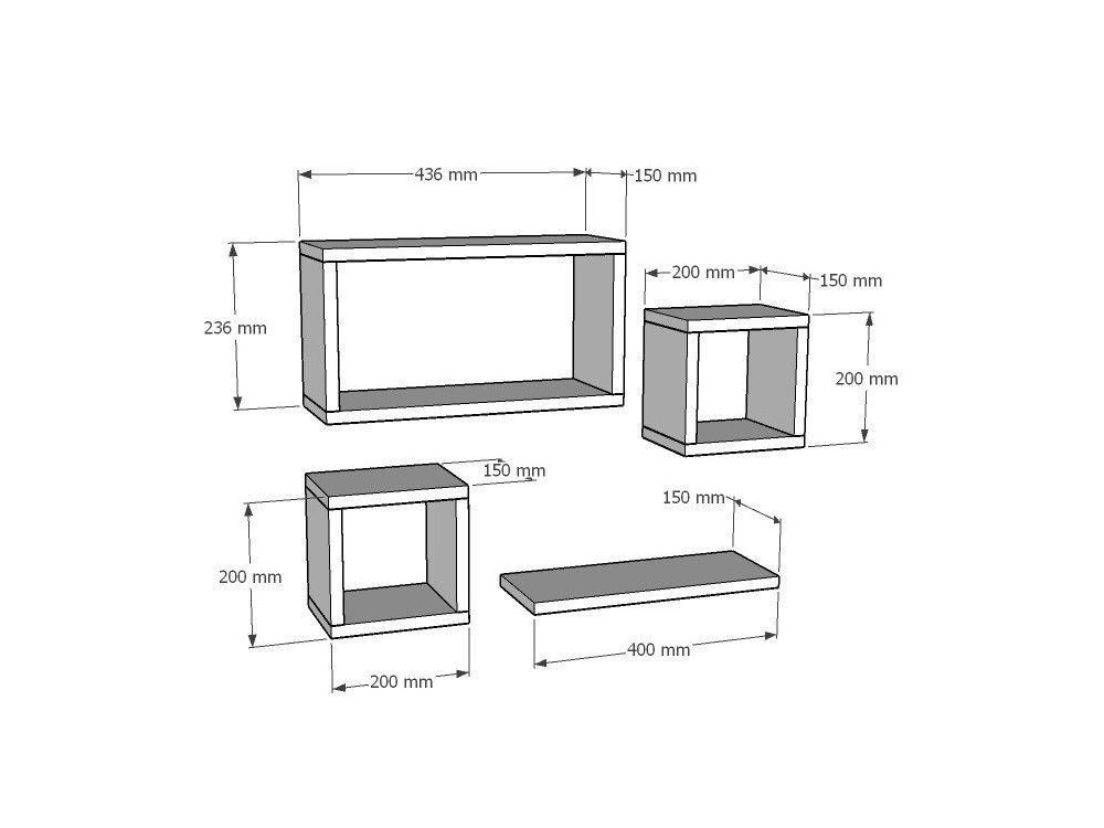 Mensola da parete in legno "Babi" - 43 x 15 x 23 cm - Bianco