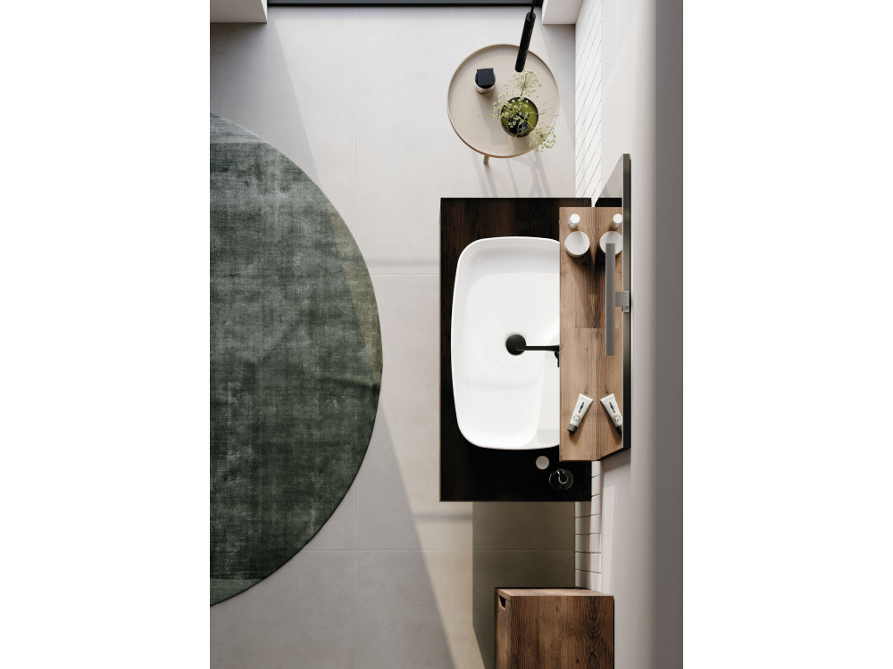 Set mobile lavabo con specchio (2 pezzi) "Galia 100 v2" - 100 x 50 x 50 cm - Noce